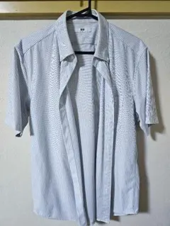 UNIQLOドライノンアイロンジャージーシャツ/ボタンダウン/ストライプ