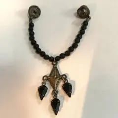 ゴールド アート風 ループタイ！ ネックレス 黒ストーン付き - メルカリ