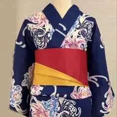 1点のみ 浴衣 レディース Y33 紺色 ネイビー 花柄 ピンク ゆかた 女物