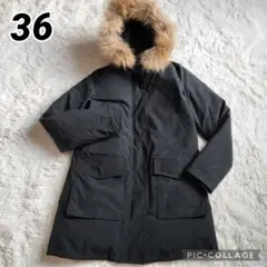 美品✨グリーンレーベル 撥水マウンテンダウンコート 36 黒 ラクーンファー