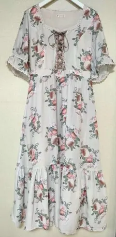 axes femme　ミルフィーユローズ柄ワンピース