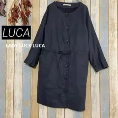 【LUCA 】ノーカラージャケット　ワンピースコート　ポケット付き　Fのサムネイル