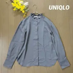 ユニクロ UNIQLO コントワーデコトニエ サテンフリルブラウス グレー M