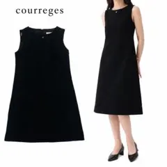 Courreges イトキンノースリーブ黒ひざ丈ワンピース 2026年最新】Courreges レディース ノースリーブひざ丈ワンピースの