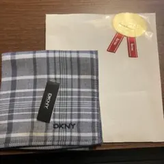 【新品未使用 訳有】DKNY ダナキャラン チェック柄 ハンカチ／タオル タグ付