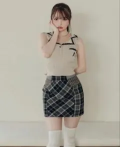 Andmary Anna check skirt ブラック S