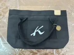 新品 【ブラック】Kロゴ キャンバス地 トートバッグ マチあり ハンドバッグ