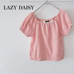 オフショル 半袖カットソー 2way ギンガムチェック 赤白 ラブリー シンプル