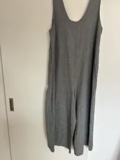 リネン風スリーブレスジャンプスーツ グレー