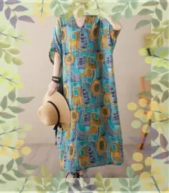 アジアン エスニック リゾート ロングワンピース ゆったり ミディアム