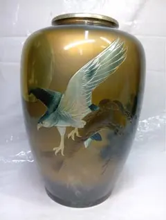 訳あり 九谷焼 金箔鶴連山 花瓶 一泉作 - メルカリ