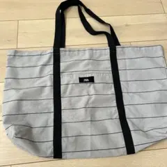 ZARA グレーと黒のストライプエコバッグ
