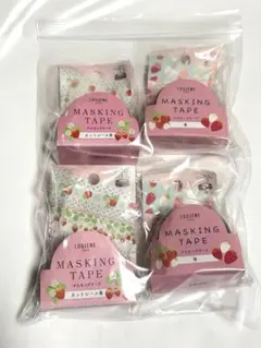 マスキングテープ　いちご系　4個セット