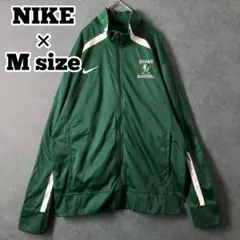 【★NIKE×バスケ刺繍ロゴ】M 緑 トラックジャケット 古着 リブジャージ