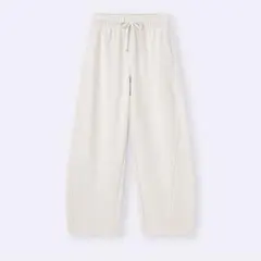 GU スウェットバレルレッグパンツ ベージュLサイズ