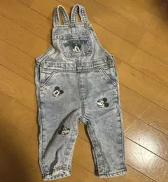 H&Mミッキーマウス刺繍デニムオーバーオール