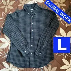 GLOBAL WORK ❣️シャツ❣️秋、冬❣️Ｌサイズ❣️メンズ❣️緑❣️チェック柄❣️