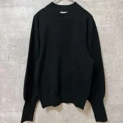 ジーユー ニットセーター モックネック パフスリーブ M 黒 アクリル デート