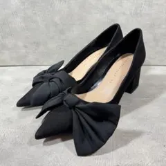 ZARA ザラ リボン付 ポインテッドトゥ パンプス 黒 35 22.5cm