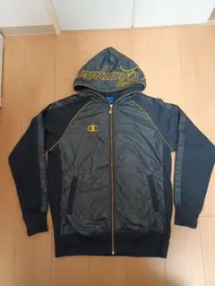 Champion フード付きジャケット 黒/金