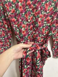 GHOSPELL マキシ　ロング　ワンピース　花柄　リボン