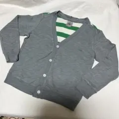 ユニクロ uu 綿100% グレー カーディガン ストライプ 110cm