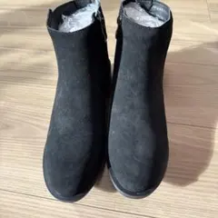 ブラック スエードブーツ サイドジッパー新品24cm
