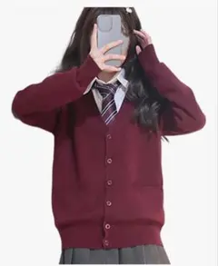 【新品未使用】制服 スクールカーディガン ワインレッド S