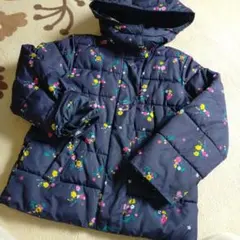 ★GAP 花柄フード付き中綿コート Mサイズ ネイビー　130cm 　美品