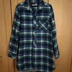 BEAMS HEART グリーン系チェック長袖シャツ