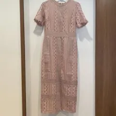 LADYジオメトリックレースドレス