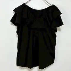 【美品】ジャーナルスタンダードレリューム 綿 フリルブラウス 黒 F 【y17】