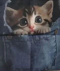 猫柄プリント　トートバッグ　デニム　C-6