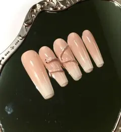 Yki nail手作り立体蛇　ヌードピンク グラデーション ネイルチップ セット