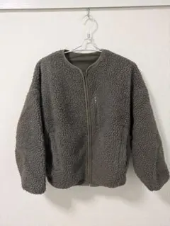 ボアジャケット ノーカラー ブラウン