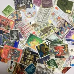 海外ヴィンテージ使用済み切手（おしゃれ可愛いイギリス切手）ランダム100枚