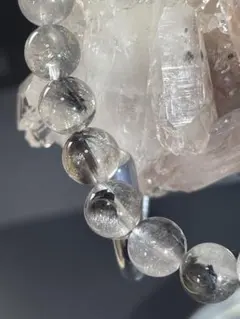 ブラック エレスチャルクォーツ 天然石 ブレスレット 虹入り 骸骨水晶