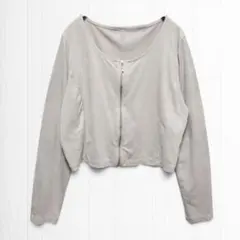 2449【リゼクシー】ノーカラースウェードブルゾン 薄手 ショート丈 ベージュＦのサムネイル
