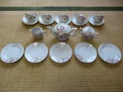 ◆美品 大正時代◆オールドノリタケ アメリカ向け『りんごの花と金彩』ティーセット