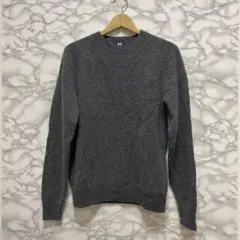 UNIQLO (ユニクロ)上質ウール100%セーター M ダークグレー