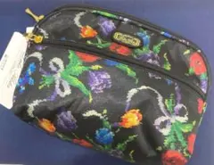 新品✨レイクアルスター　チューリップ　黒　花柄　ポーチ　未使用　小物入れ