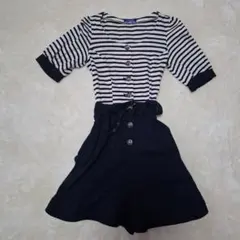 バーバリーブルーレーベル ネイビーストライプ ドッキングワンピース 38