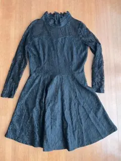 長袖レースワンピースドレス ミニ丈