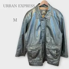 ヴィンテージ　アーバンエクスプレス　レザージャケット　裏地総柄　ブラック　M