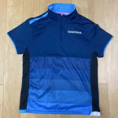 DIADORA レディースサイクルジャージ 半袖 ハーフジップ ブルー Lのサムネイル
