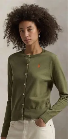 Ralph Lauren ラルフローレン　カーキ カーディガン ピマコットン