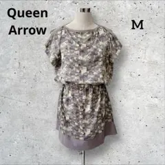 QueenArrow チュニック　ミニワンピ　総柄　M 美品　フレンチスリーブ