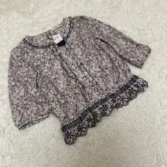 【タグ付】Aylesbury 七分袖ブラウス　花柄　レース　紺色　ピンク　9号