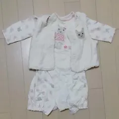 ウサギ刺繍ロンパース 50-70cm