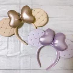 キルティングカチューシャ　アイボリー＆パープル